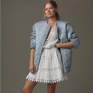 Avec Les Filles Light Blue Floral Quilted Jacket
